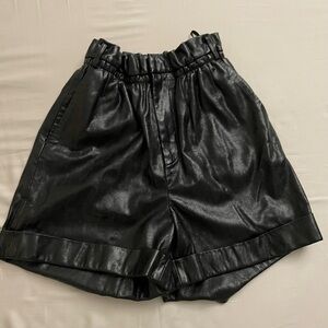 Black Women's Leather Shorts